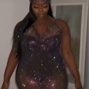 See thru rhinestone  dress